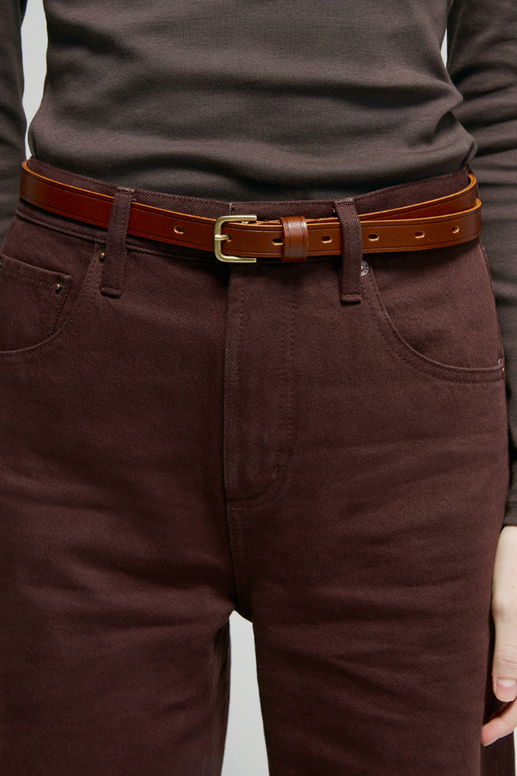 Hey Joanie Slope Curve Jeans HJ039 in medium wash denim, showing a close-up of the high-rise waist and relaxed fit.