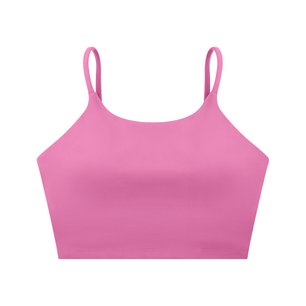 ODMPOD spaghetti strap yoga sports bra with slim straps and breathable fabric, designed for comfortable active wear.