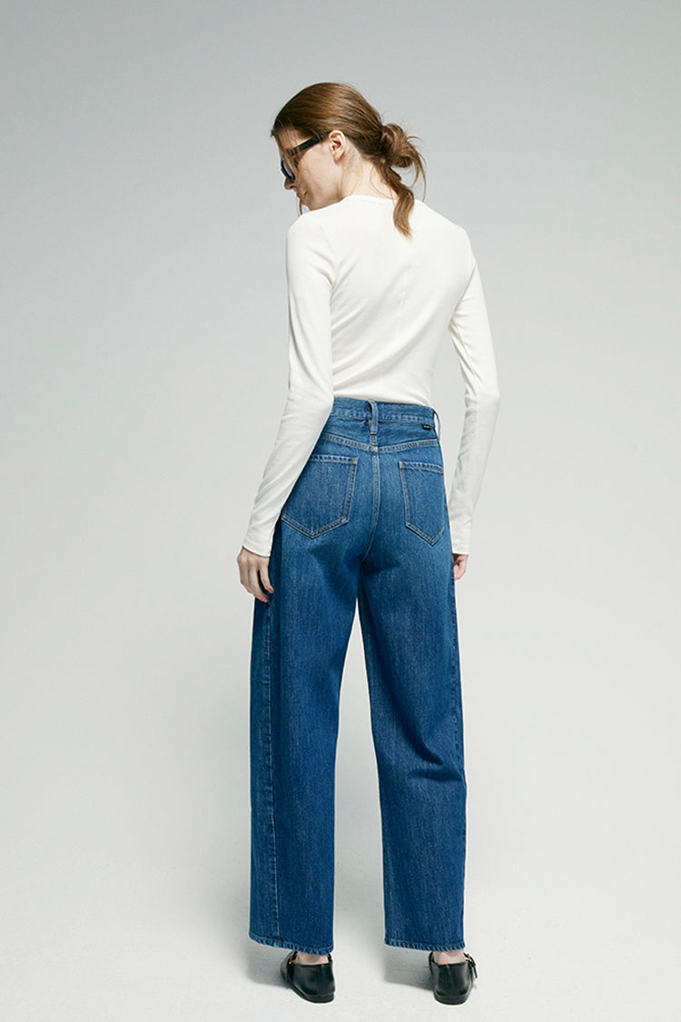 Hey Joanie Crush Curve Ankle Jeans HJ052 in blue denim, fitted ankle-length jeans with a high-rise waist and classic five-pocket design.