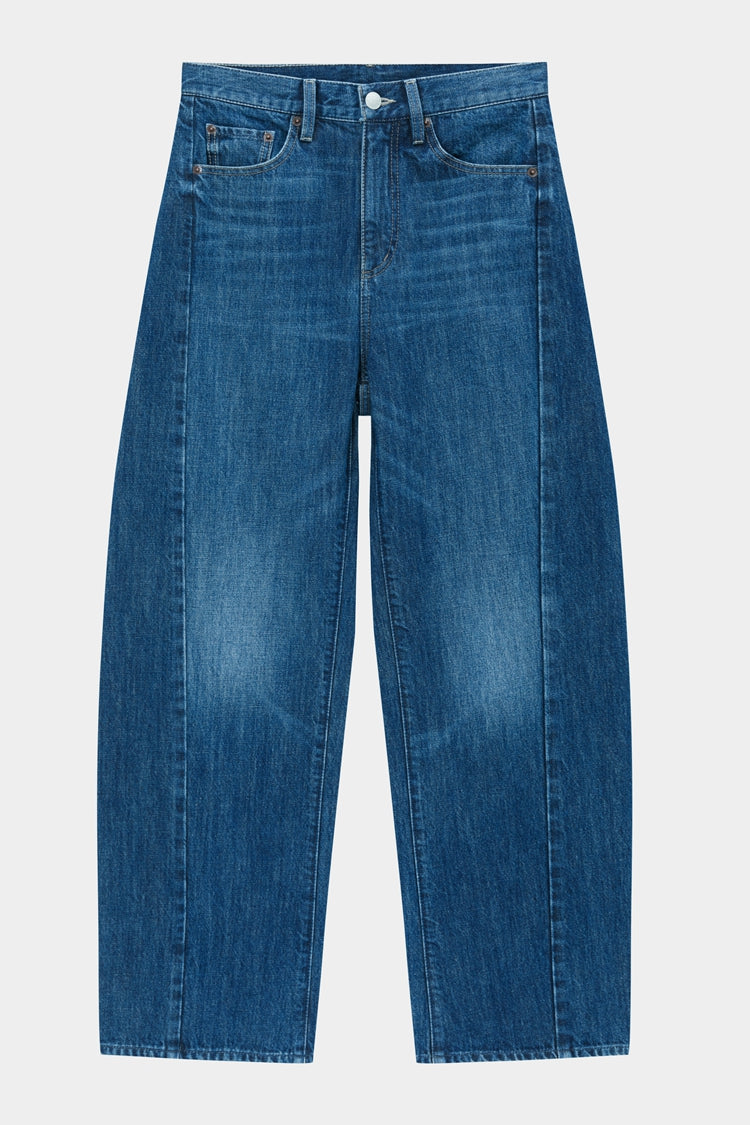 Hey Joanie Crush Curve Ankle Jeans in blue denim, showing a close-up of the fitted ankle style and classic five-pocket design.