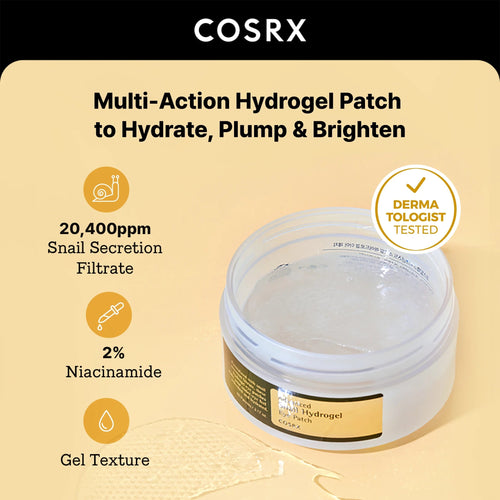 Korean Skin Care Advanced Snail Hydrogel Eye Patch with 60 patches for reducing puffiness and dark circles around eyes