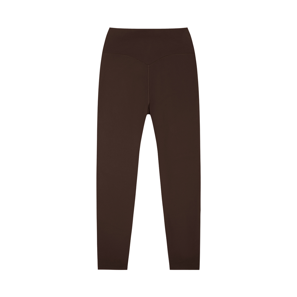 ODMPOD high-waisted yoga leggings shown on a model, featuring a snug fit and stretchy fabric for comfortable movement.