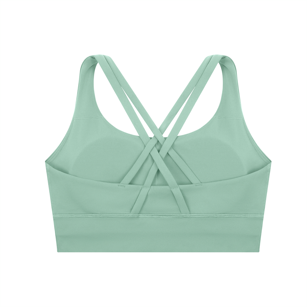 ODMPOD Strappy Criss-Cross Sports Bra with stylish design and supportive fit, shown on a mannequin.
