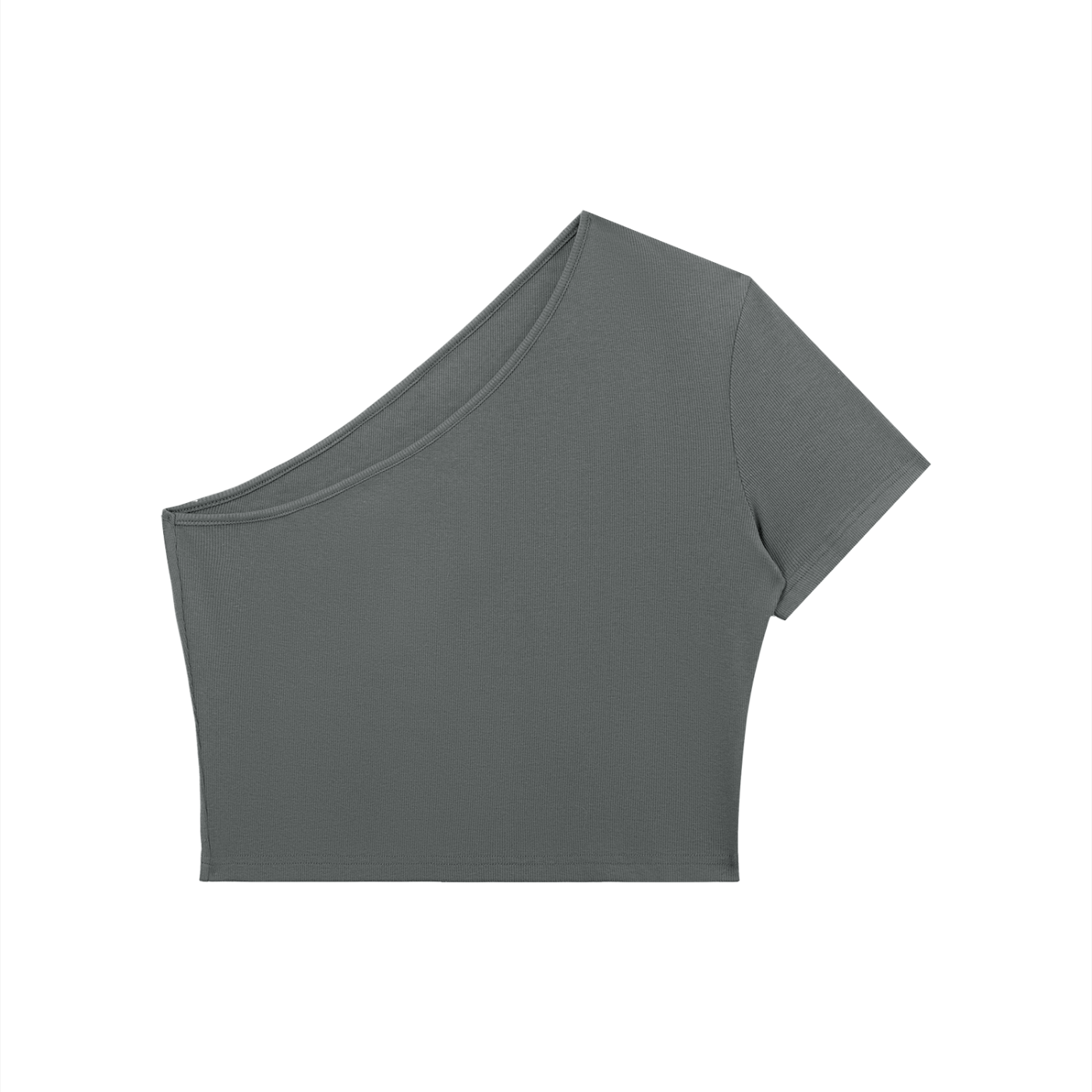 Black one-shoulder crop T-shirt by ODMPOD, featuring a stylish asymmetrical design and fitted silhouette.