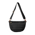 Babs+Birdie Crescent Puffer Sling Bag with quilted design and adjustable strap, stylish compact accessory for everyday use