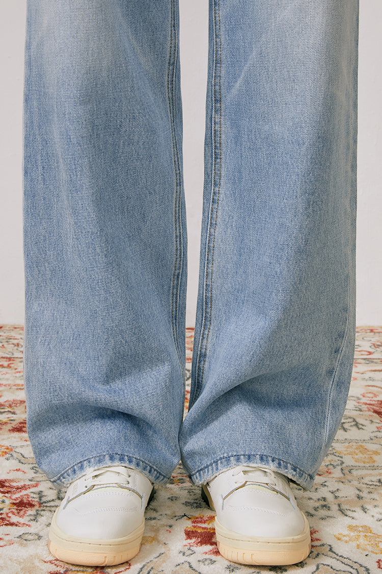 Hey Joanie Coney Island Whitefish high-rise wide jeans, front view showing relaxed fit and wide leg design.