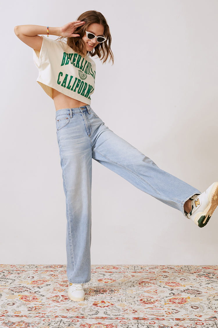 Hey Joanie Coney Island Whitefish high-rise wide-leg jeans, front view showcasing fit and style.