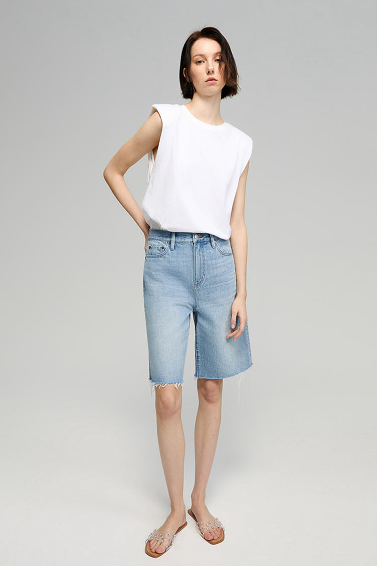 Hey Joanie Coastal Breeze 90's Bermuda Shorts in lightweight fabric with a relaxed fit and coastal-inspired print.
