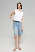 Hey Joanie Coastal Breeze 90's Bermuda Shorts in lightweight fabric with a relaxed fit and coastal-inspired print.