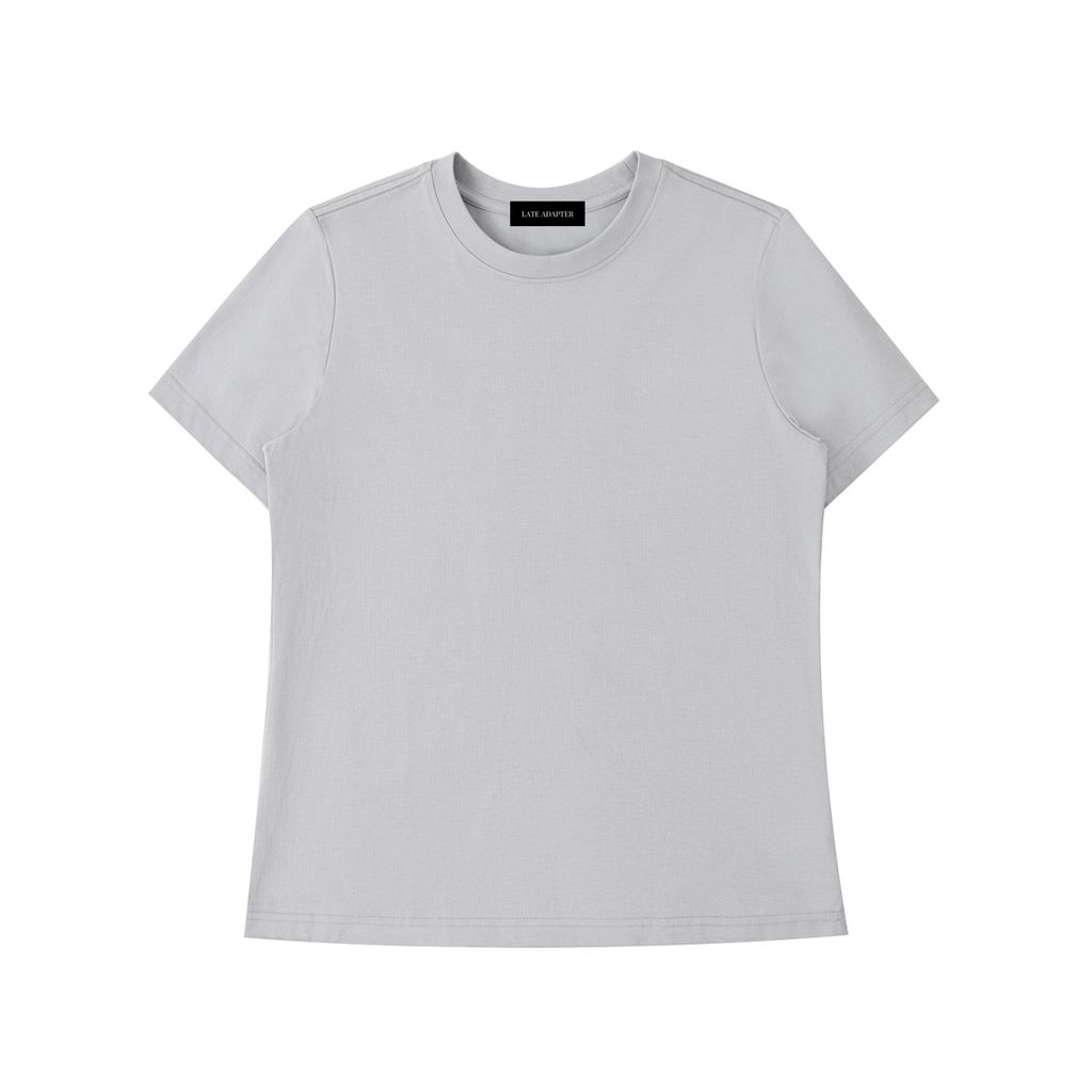 ODMPOD Essential Standard Shoulder T-Shirt in neutral color, featuring a classic fit and soft cotton fabric.