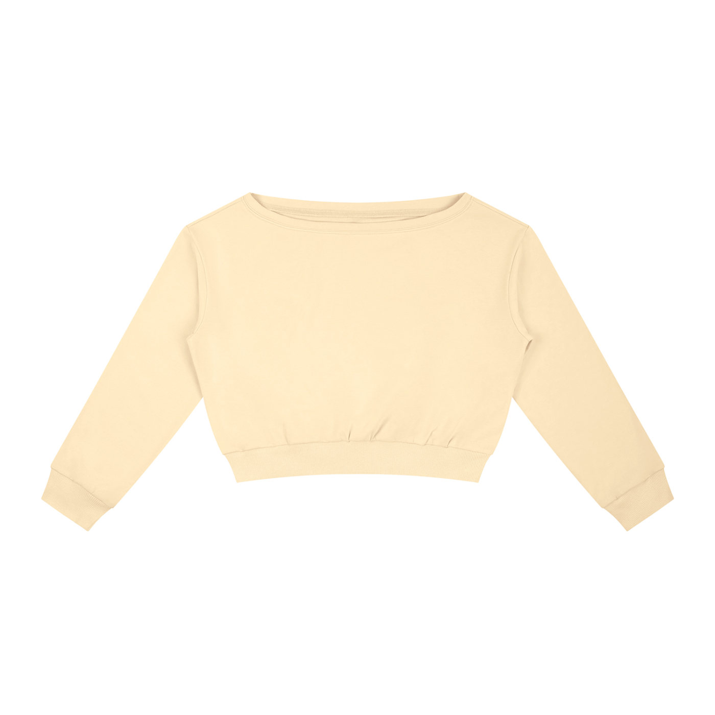 ODMPOD off-shoulder sweatshirt featuring a relaxed fit with long sleeves and a casual, stylish design.