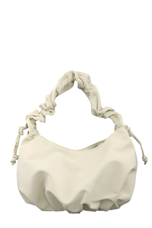 Hailey Brook Designs half moon shape crossbody handbag in black leather with adjustable strap and gold-tone hardware.