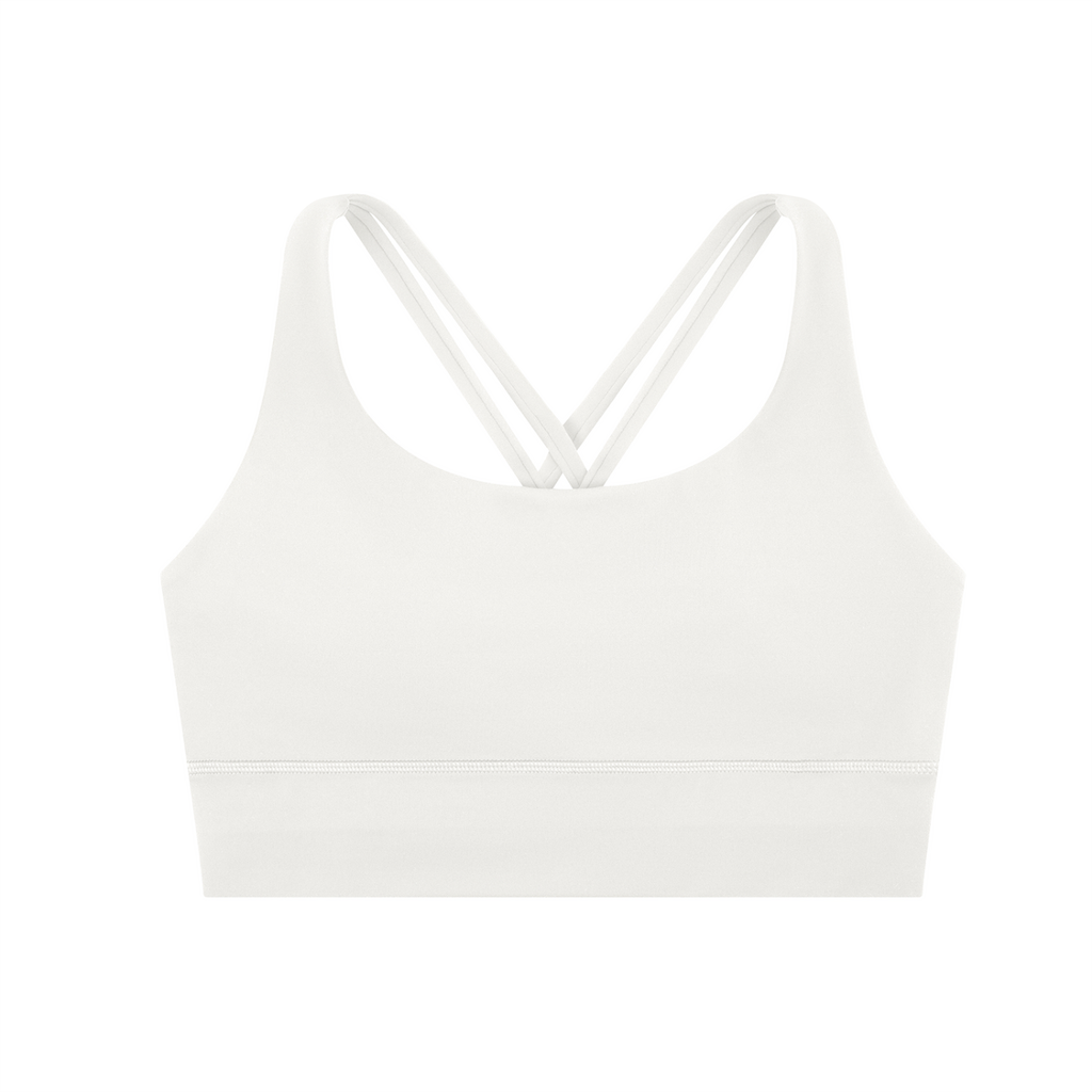 ODMPOD strappy criss-cross sports bra with adjustable straps, designed for support and style during workouts