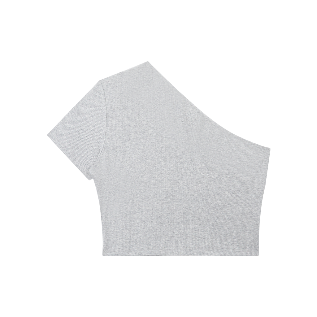 ODMPOD one-shoulder crop T-shirt, stylish casual top with a single shoulder design, lightweight fabric, and modern fit.