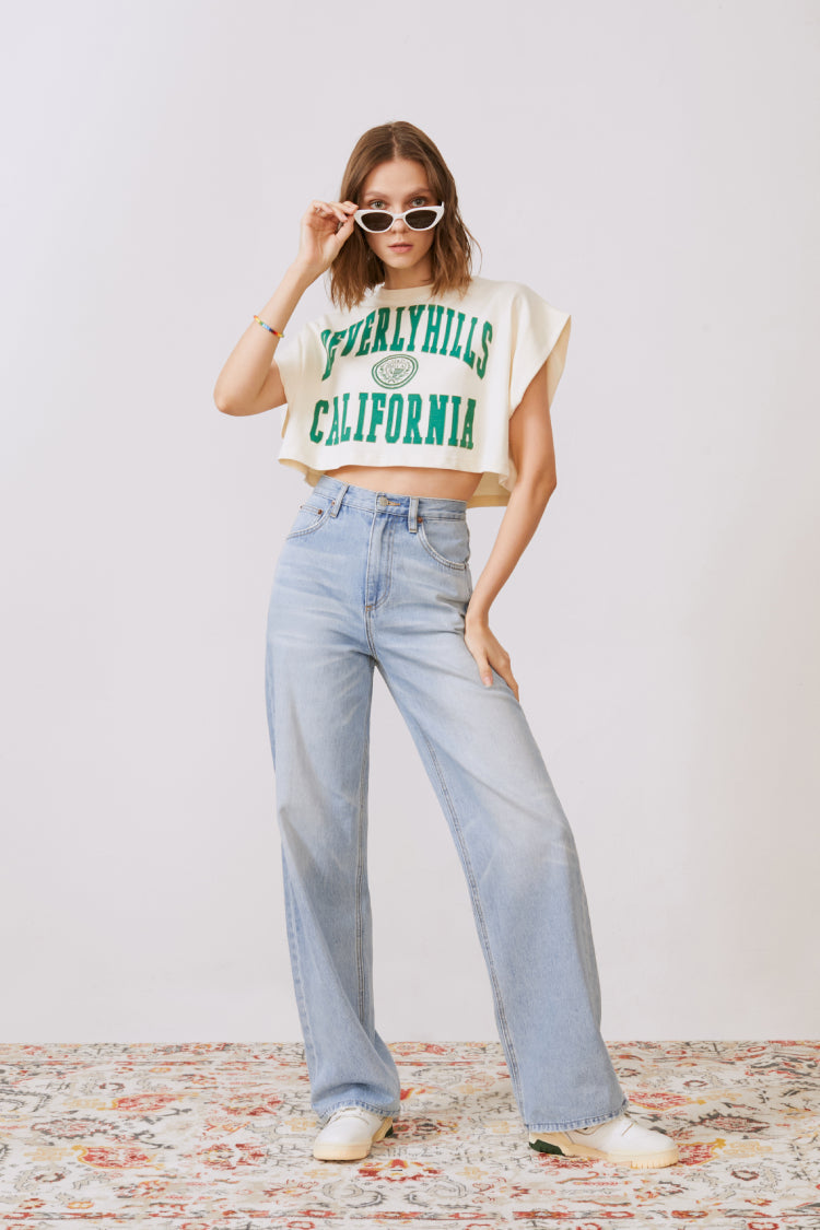 Hey Joanie Coney Island Whitefish high-rise wide jeans, front view showing relaxed fit and classic denim style.
