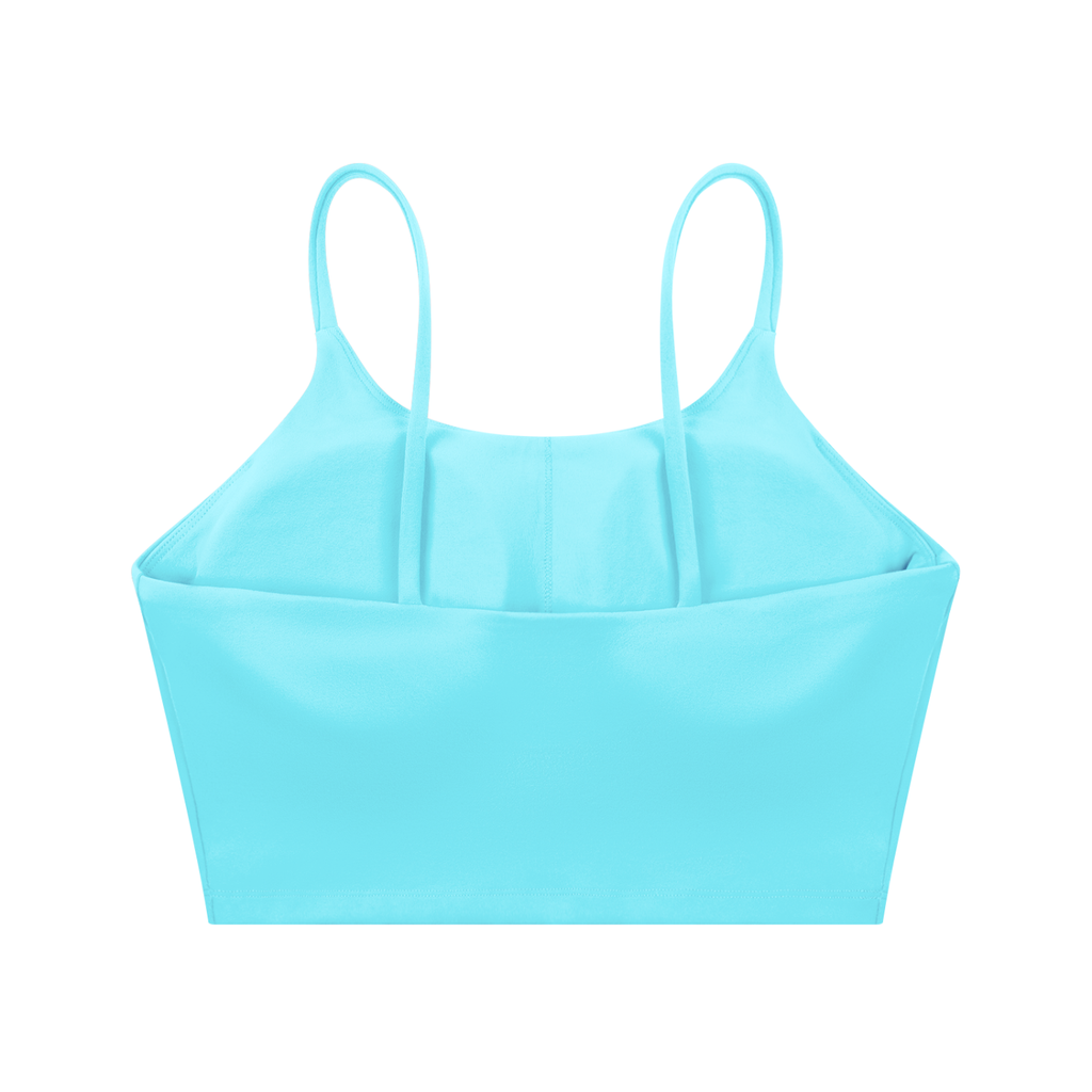 ODMPOD spaghetti strap yoga sports bra with thin straps and supportive design, ideal for active wear and yoga workouts.