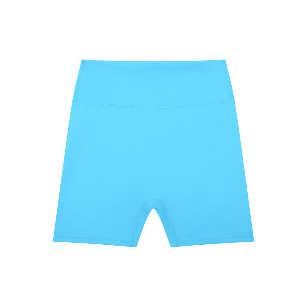 ODMPOD high-waisted blend biker shorts shown in black, close-up view highlighting the stretchy, comfortable fabric and fit.