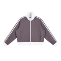 ODMPOD side stripe fleece cropped track jacket with bold side stripe design and cozy fleece fabric.