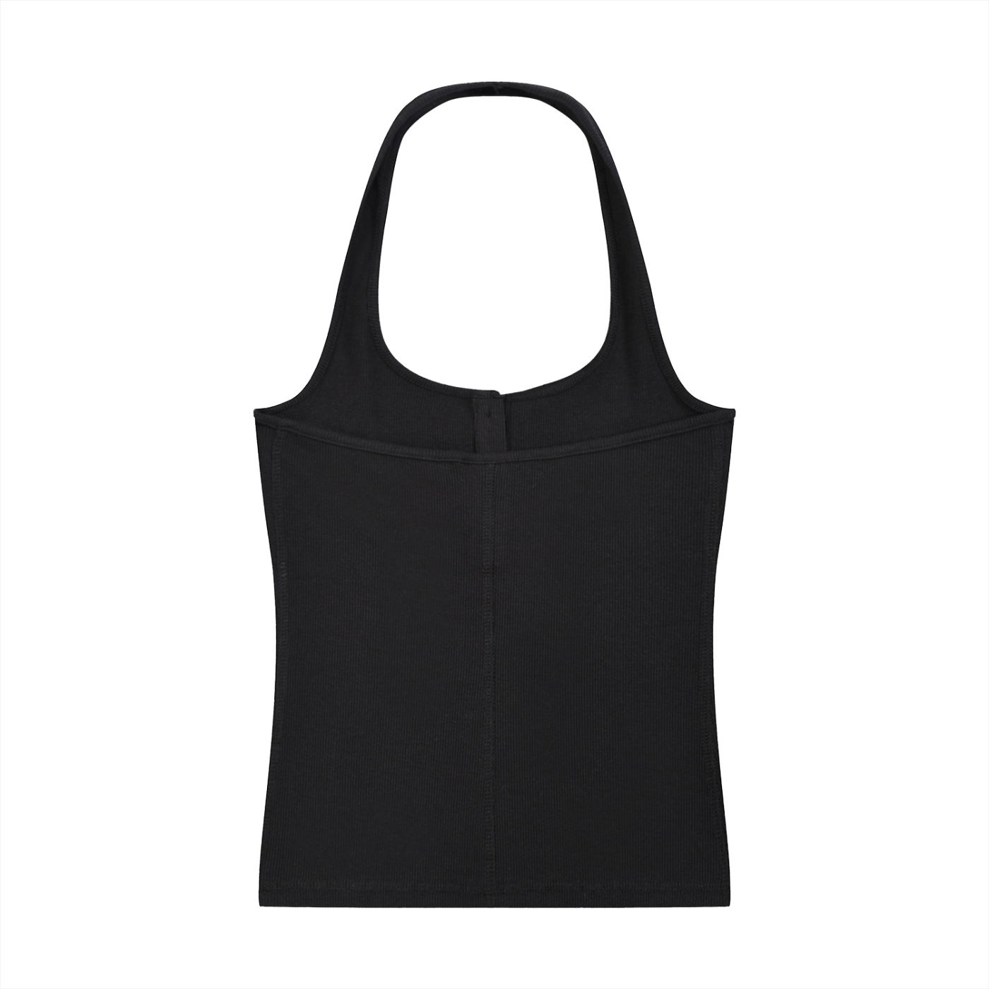 ODMPOD ribbed henley tank top, close-up showing beige color, sleeveless design, and ribbed texture.