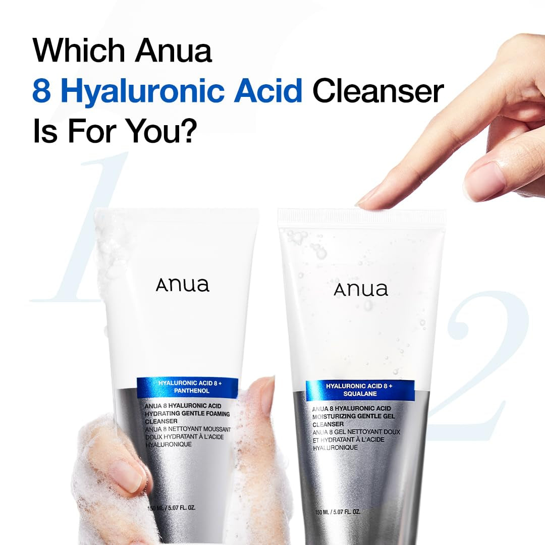 Korean Skin Care moisturizing gentle gel cleanser with hyaluronic acid, squalane, and ceramide for daily hydrating facial cleansing.