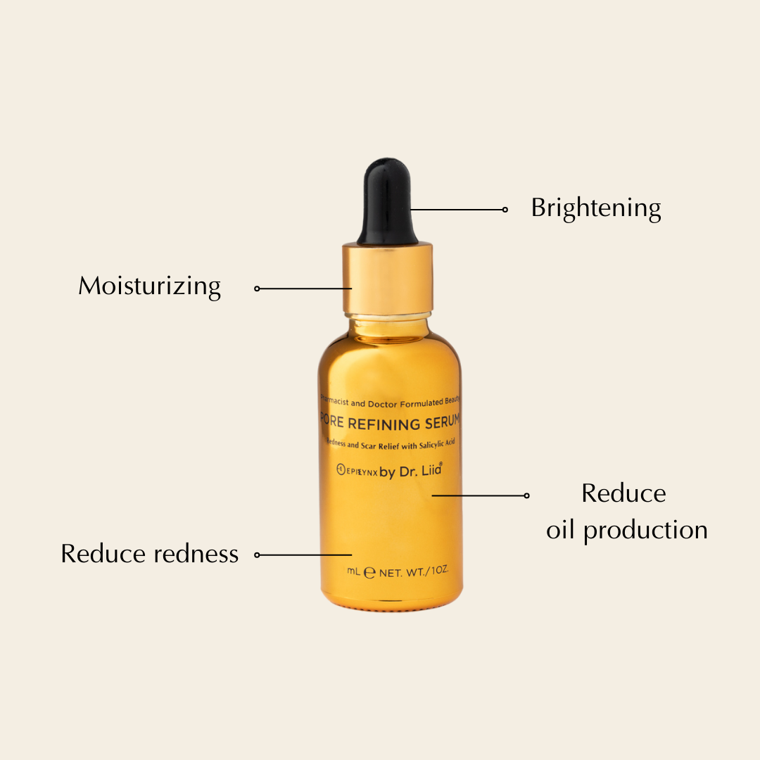 EpiLynx pore refining and brightening skincare set with Kojic Acid, vegan and hypoallergenic, featuring four skincare products.