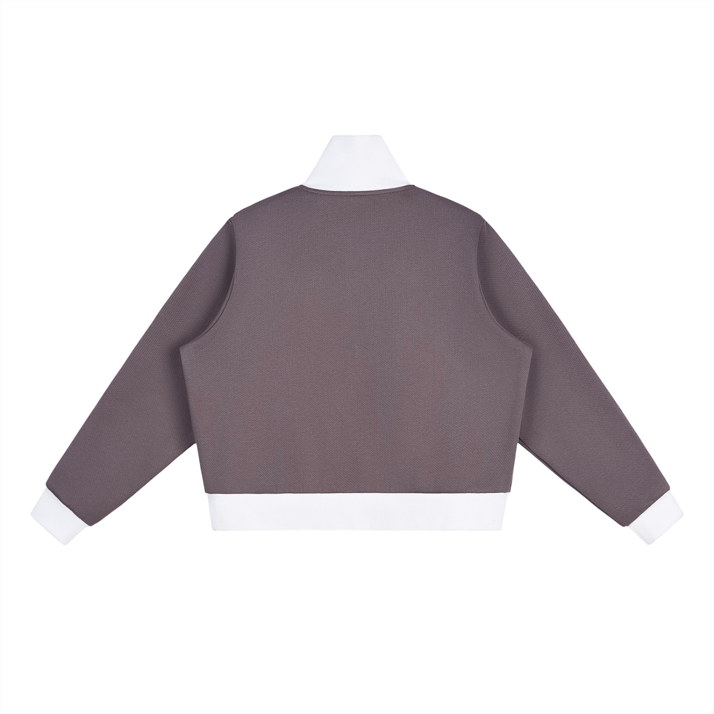 ODMPOD Side Stripe Fleece Cropped Track Jacket with front zipper, ribbed cuffs, and side stripe detailing for a sporty look.