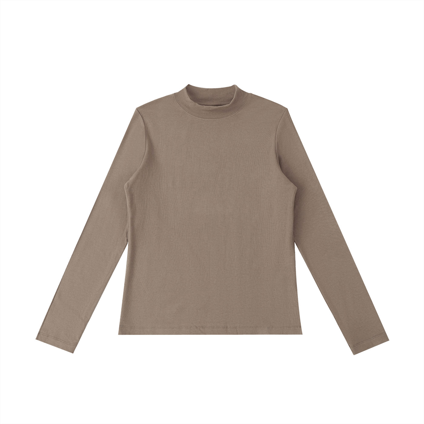 ODMPOD essential mock neck long sleeve T-shirt, close-up of black fabric with fitted design and smooth texture.