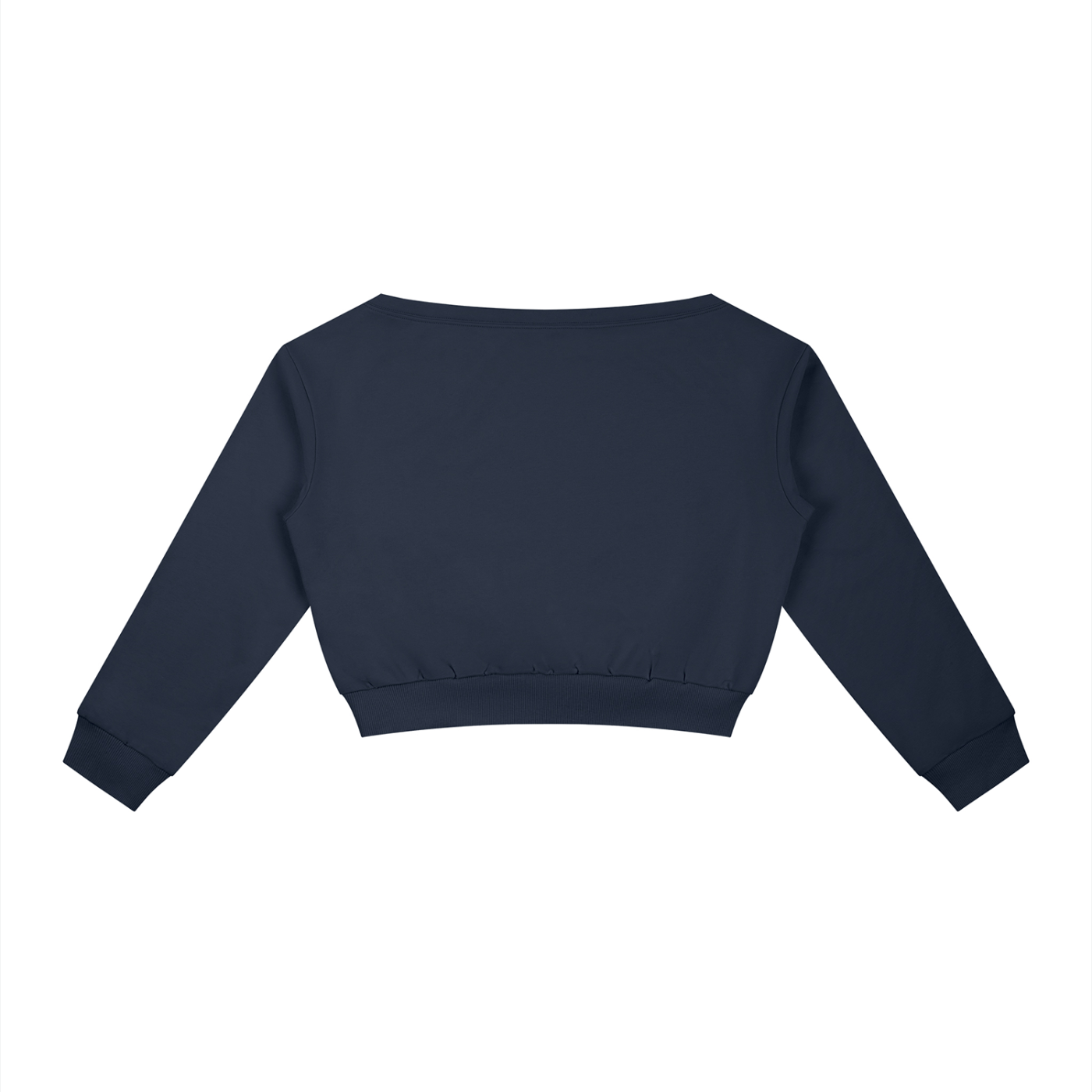 Off-shoulder ODMPOD sweatshirt displayed on a hanger, featuring a cozy knit fabric and a relaxed fit with long sleeves.