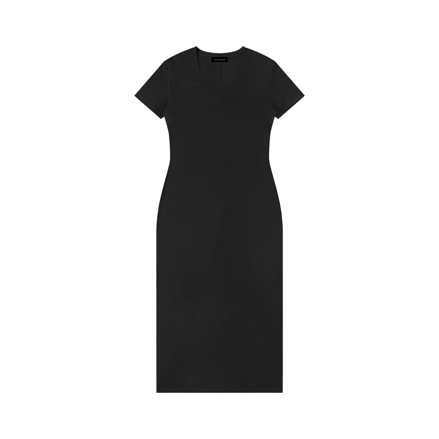 ODMPOD V-neck short sleeve maxi dress displayed on a hanger, flowing fabric, stylish and comfortable evening dress.