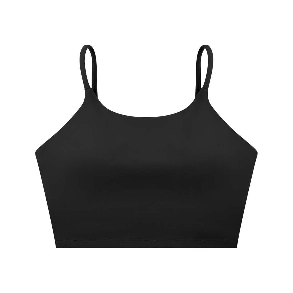 ODMPOD spaghetti strap yoga sports bra shown on a mannequin, featuring a sleek design and comfortable fit for active wear.