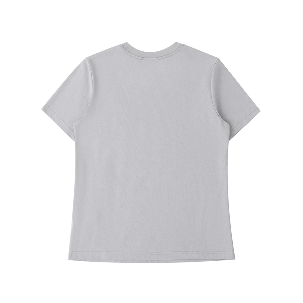 ODMPOD Essential Standard Shoulder T-Shirt, plain white cotton tee with short sleeves and round neckline, displayed flat.