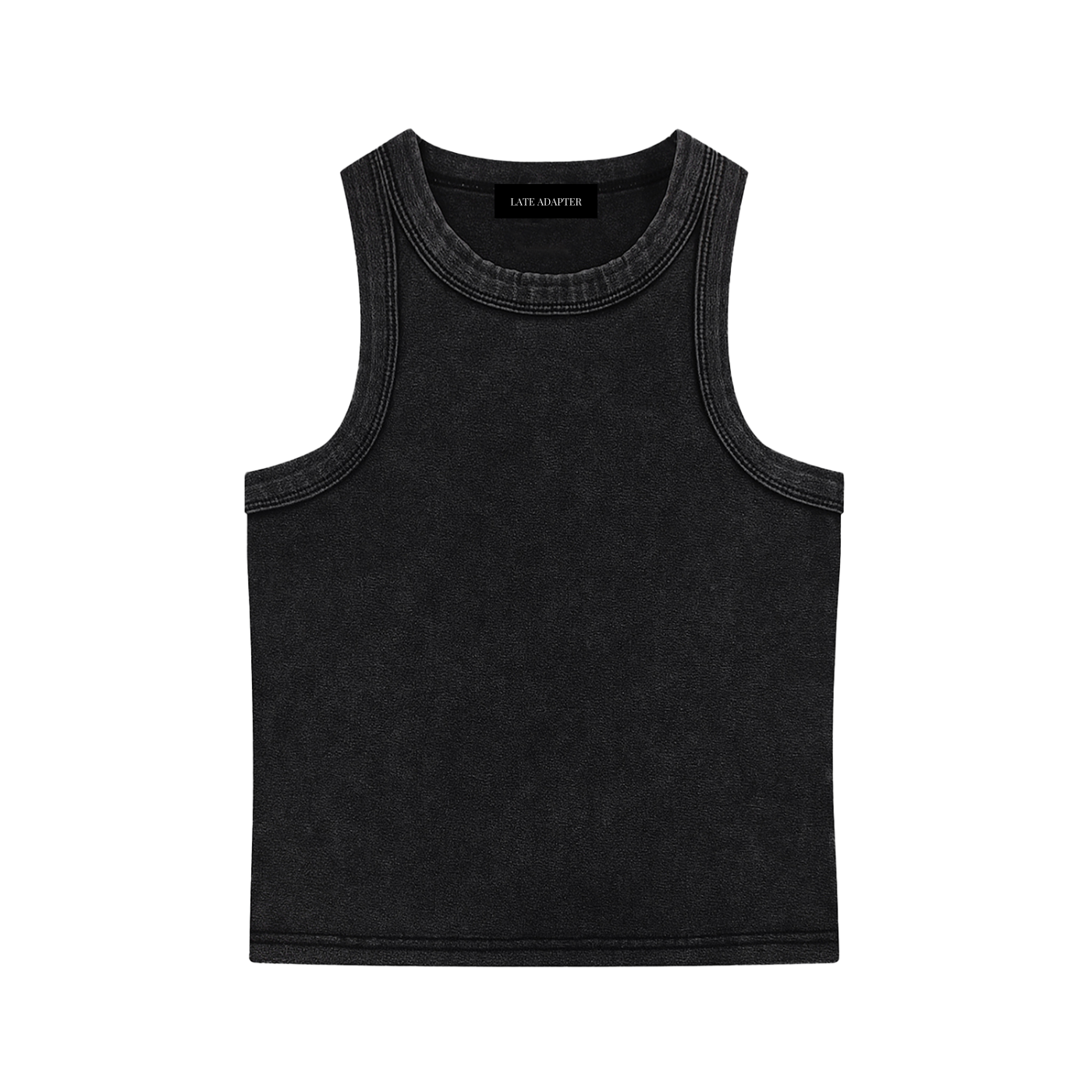 ODMPOD Snow Washed Tank Top, lightweight sleeveless shirt in soft, faded fabric, displayed flat with rounded neckline