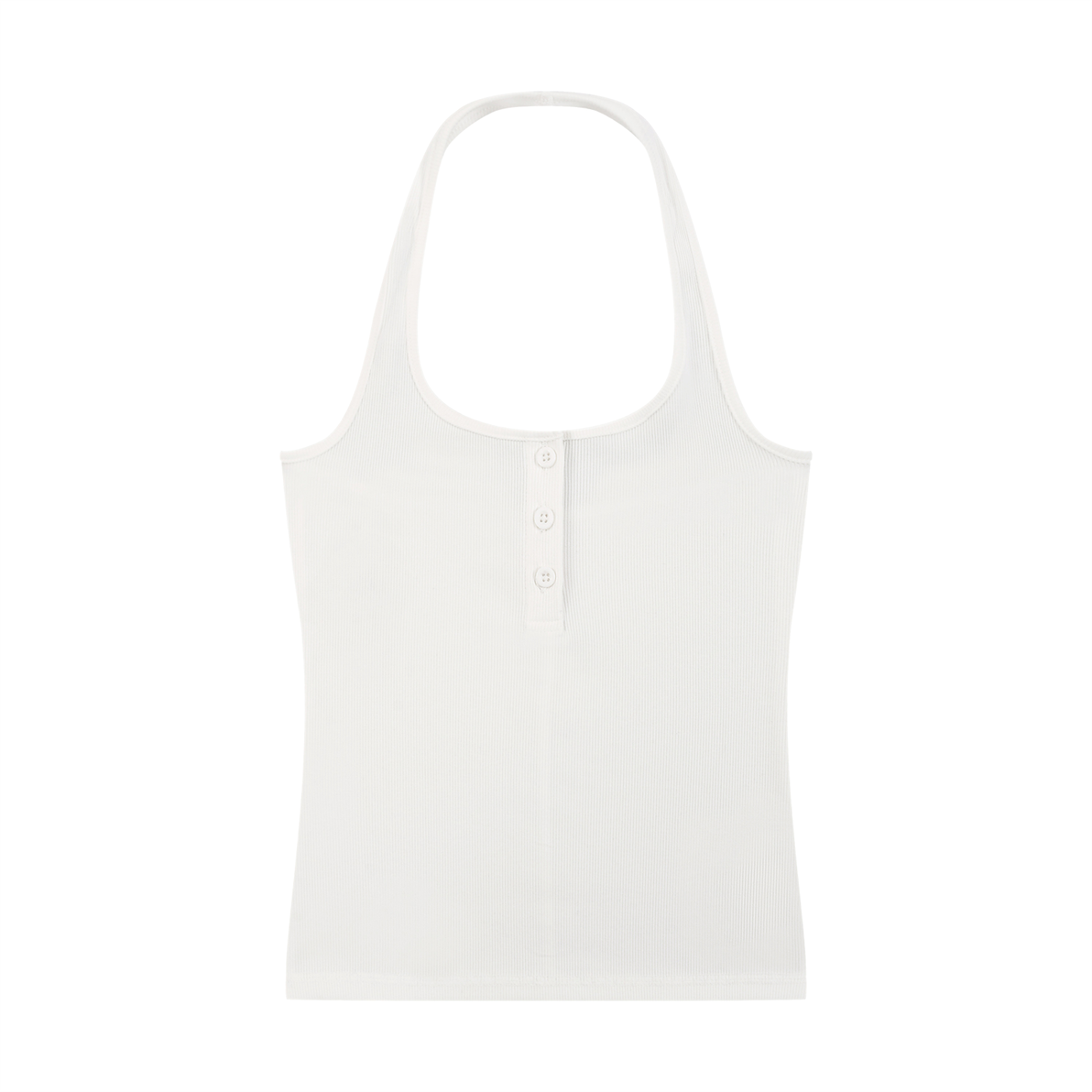 ODMPOD ribbed Henley tank top, sleeveless casual shirt with buttoned neckline, shown in black with ribbed fabric texture.