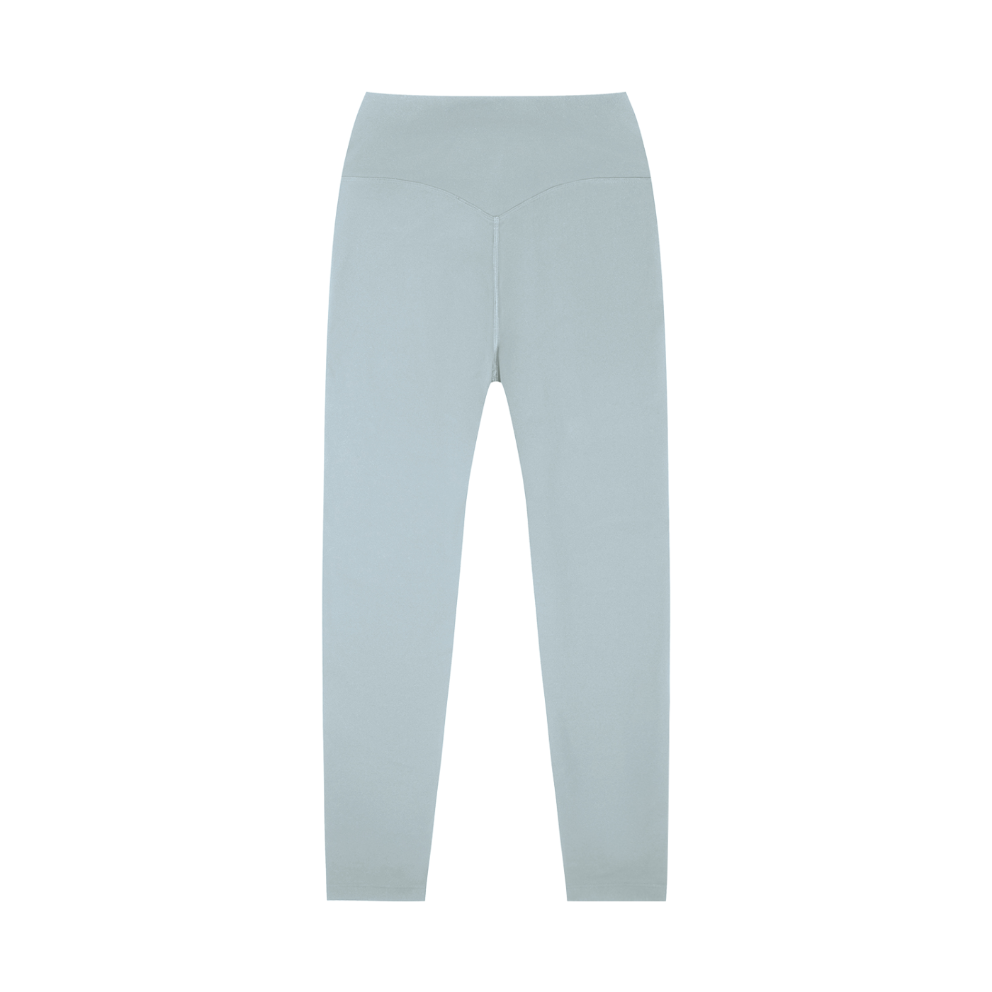 ODMPOD high-waisted yoga leggings shown laid flat, featuring a stretchy black fabric and seamless design for comfortable movement.