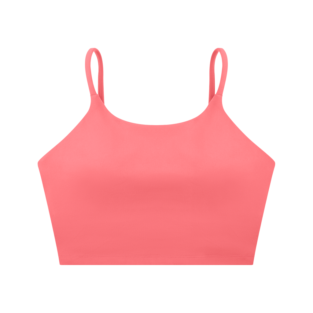 ODMPOD spaghetti strap yoga sports bra with thin straps and supportive fit, designed for comfortable activewear.