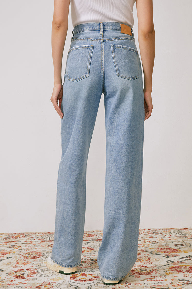 Hey Joanie Coney Island Whitefish high-rise wide-leg jeans, front view showing classic denim style and wide-leg cut.