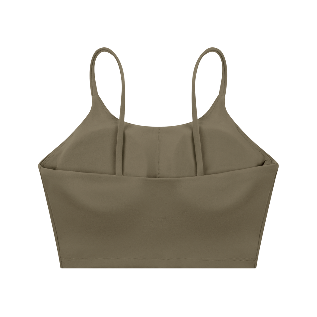 ODMPOD spaghetti strap yoga sports bra with thin straps and supportive design, perfect for active wear and low-impact exercise.