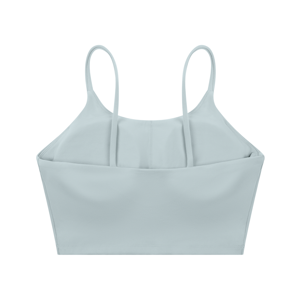ODMPOD spaghetti strap yoga sports bra with thin straps and supportive fit, ideal for active fitness and yoga workouts.