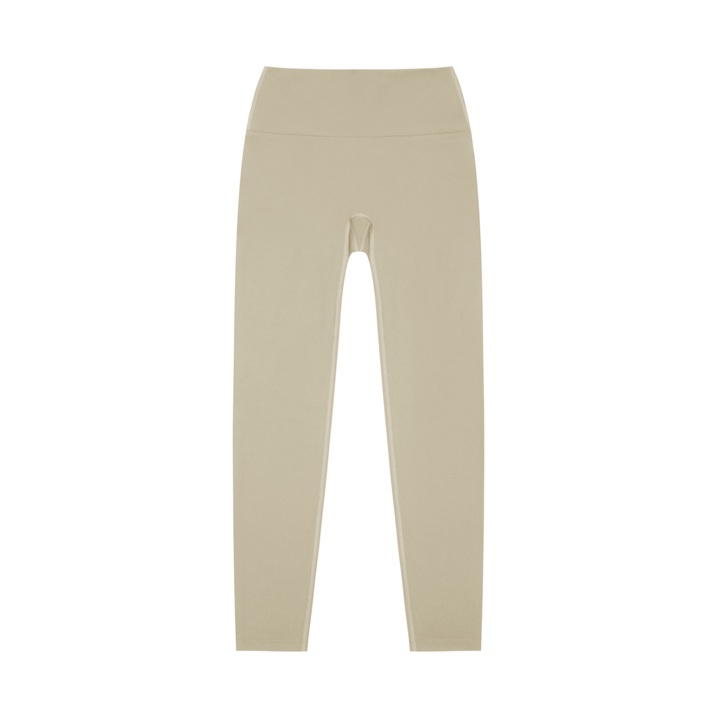 ODMPOD high-waisted yoga leggings in black, showing a close-up of the stretchy, comfortable fabric and high-rise waist.