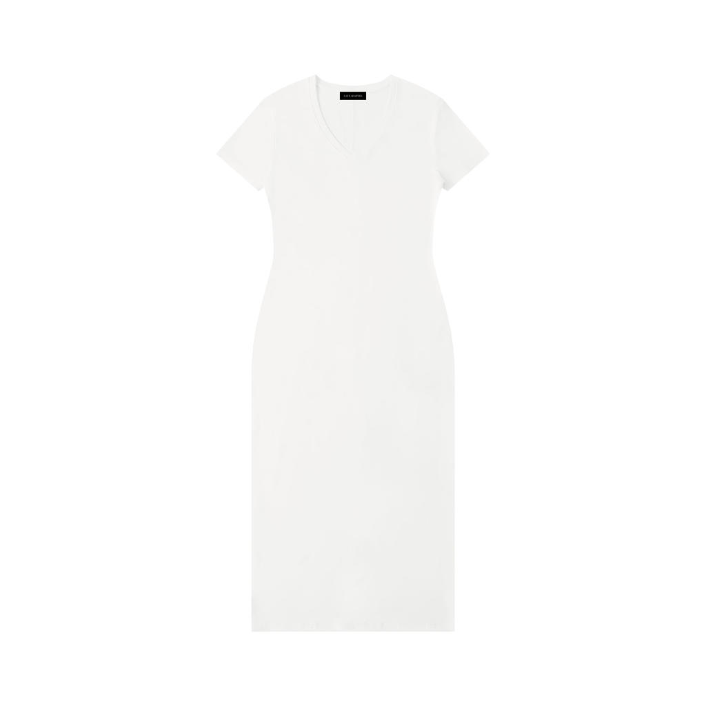 ODMPOD V-neck short sleeve maxi dress displayed on a hanger, lightweight fabric, flowing silhouette, perfect for casual or summer wear.