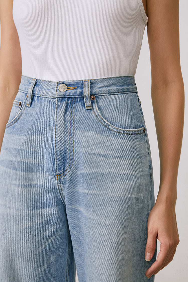 Hey Joanie Coney Island Whitefish high-rise wide jeans, front view showing relaxed fit and classic denim texture.