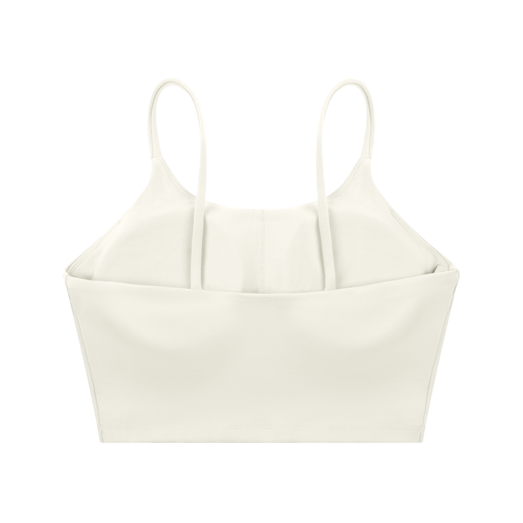 ODMPOD spaghetti strap yoga sports bra with slim straps and supportive fit, ideal for active wear and yoga exercises.