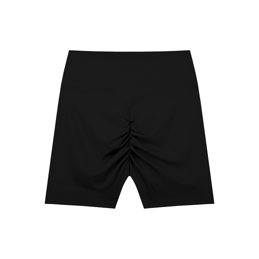 ODMPOD high-waisted blend biker shorts shown in black, featuring a snug fit and comfortable stretch for active wear and casual styling.