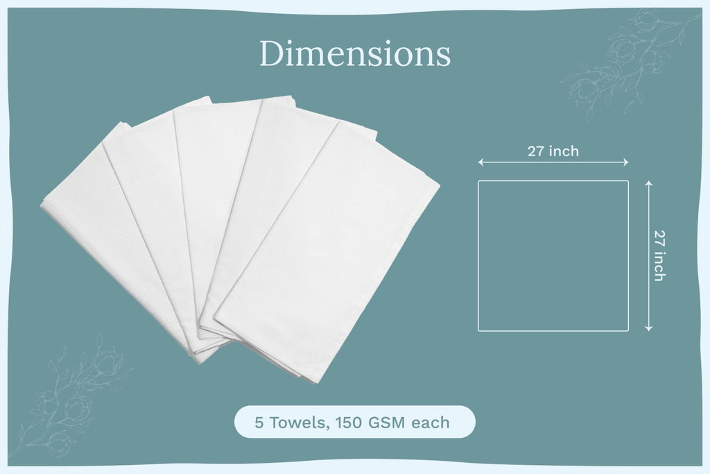 Organic Cotton Mart flour sack kitchen towels with natural, absorbent cotton fabric displayed draped on a kitchen counter.