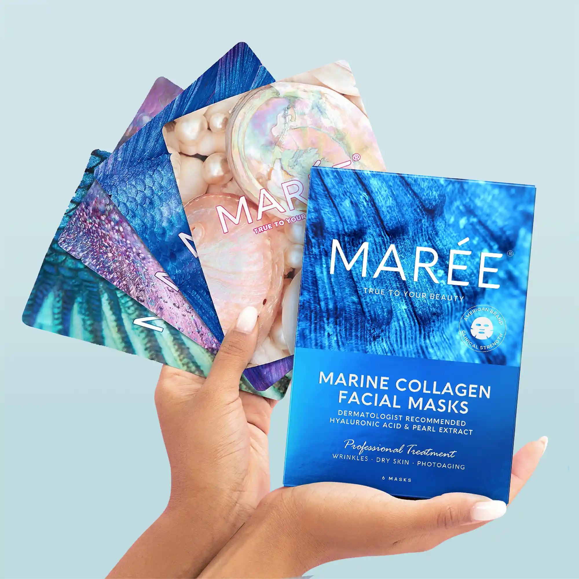 Maree hydrating collagen face mask treatment with a soft, creamy texture and soothing appearance on a clean face.