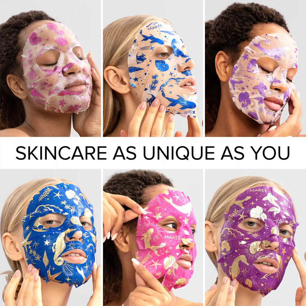 Maree Hydrating Collagen Face Mask treatment with a soothing, gel-like texture in a clear container, designed to improve skin hydration.