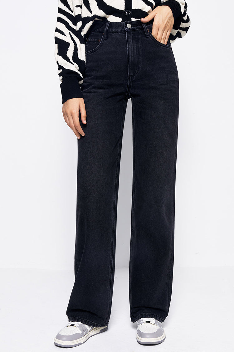 Hey Joanie Coney Island Whitefish High Rise Wide Jeans, front view showing high waist and wide-leg style.