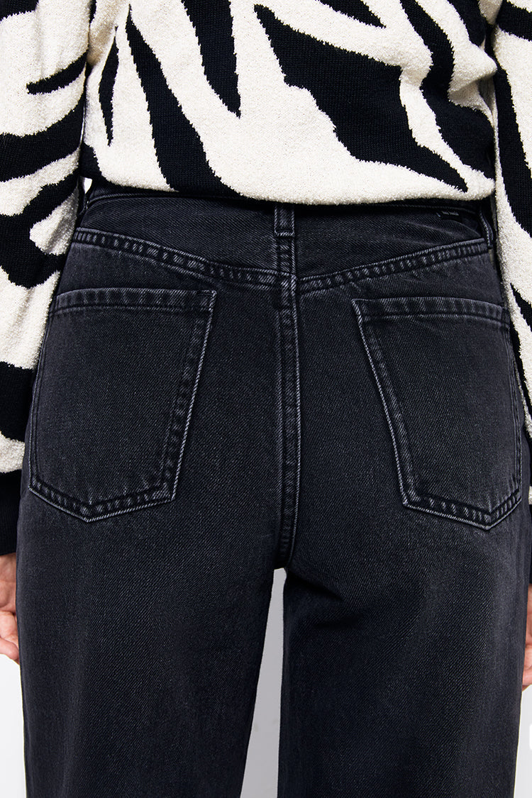 Hey Joanie Coney Island Whitefish high rise wide jeans featuring a relaxed fit and classic denim wash, front and back view.