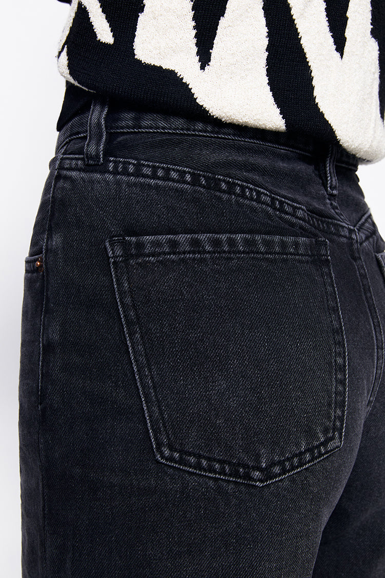 Hey Joanie Coney Island Whitefish high-rise wide jeans displayed on a model, showcasing the fit and style of the HJ007 denim pants.