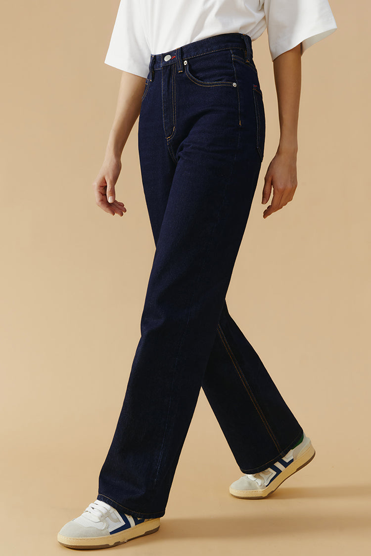 Hey Joanie Coney Island Whitefish High Rise Wide Jeans in light denim, front view showcasing high waist and wide-leg design.